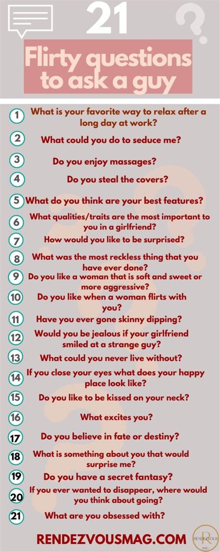 21 flirty questions to ask infographic Flirty questions, Boyfriend