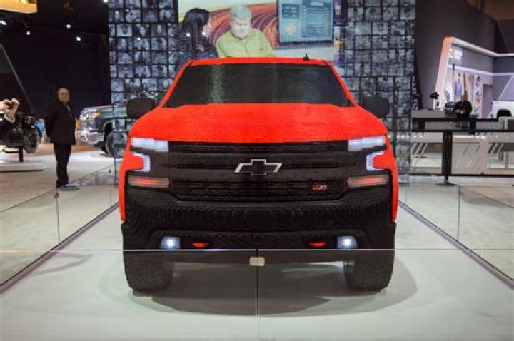 Lifesized Lego Chevy Silverado my dad saw at the GM center r