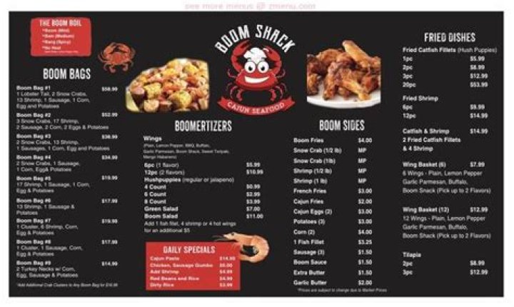 Online Menu of Boom Shack Cajun Seafood Restaurant, Dallas, Texas