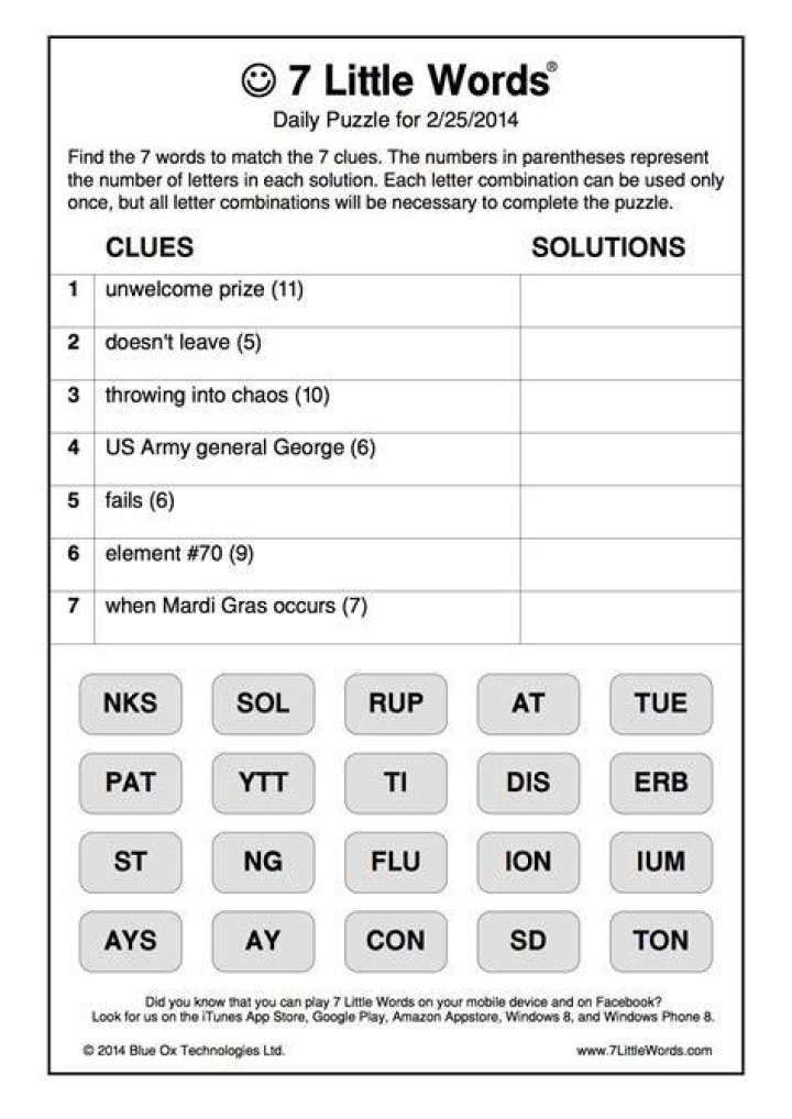 Sassy 7 Little Words Puzzle Clue Answers