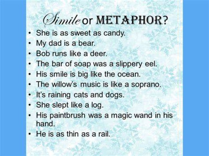 Simile or metaphor? - songs with similes and metaphors in them